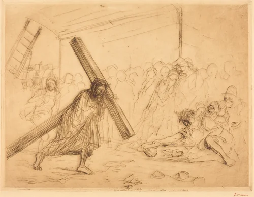 Le Christ portant sa croix (4e planche) (Christ Carrying the Cross) (fourth plate) by Jean-Louis Forain, print, 1910