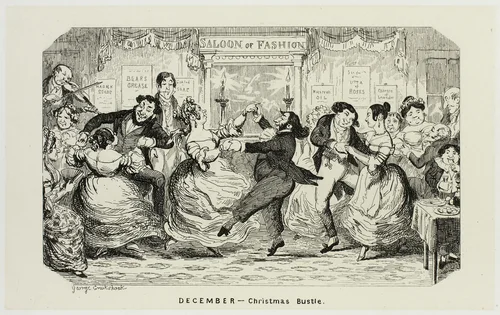 December - Christmas Bustle from George Cruikshank's Steel Etchings to The Comic Almanacks: 1835-1853 by George Cruikshank, print, 1840