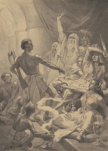 David Playing before Saul by Emanuel Leutze, print, 1853