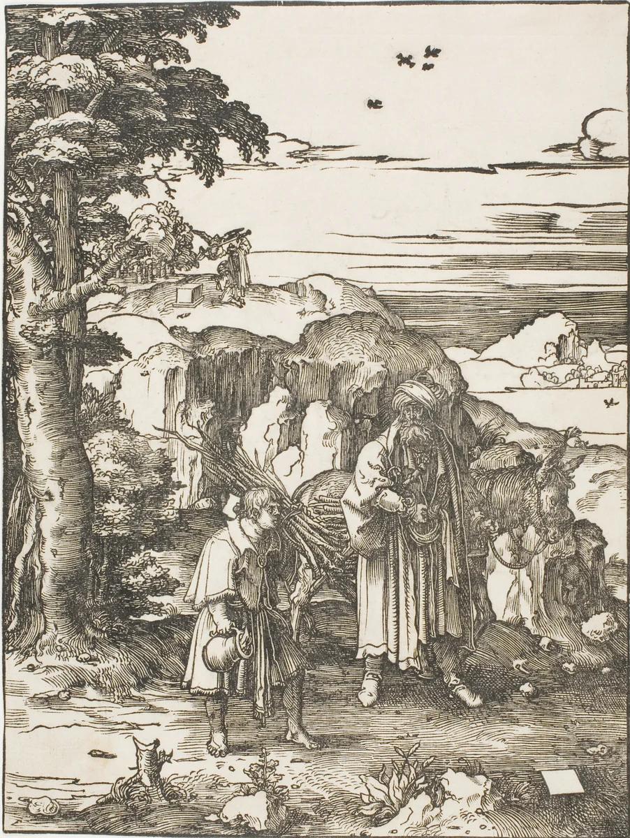 Abraham and Isaac by Lucas van Leyden, print, 1512-1522