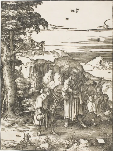 Abraham and Isaac by Lucas van Leyden, print, 1512-1522