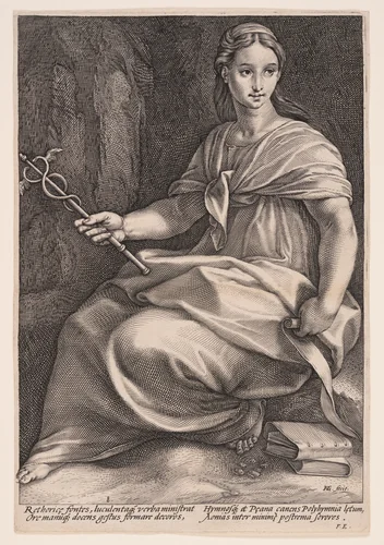 Polyhymnia, The Muse of Choral Poetry, from The Nine Muses by Hendrick Goltzius, print, 1592