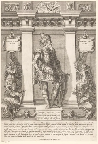 Portret van Clovis I, koning der Franken by Gaspare Oselli, print, 1569