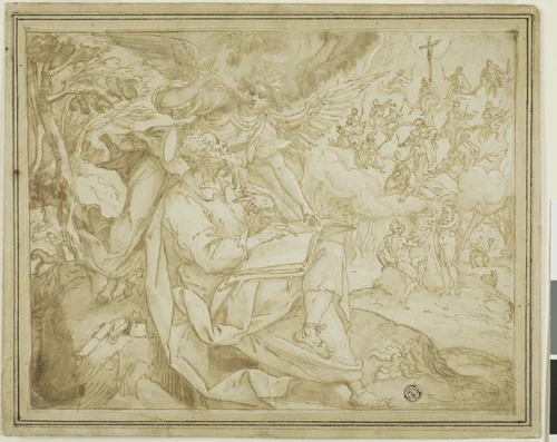Saint Matthew with Adam and Eve and the Tree of Jesse by Marten de Vos, drawing, 1552-1603