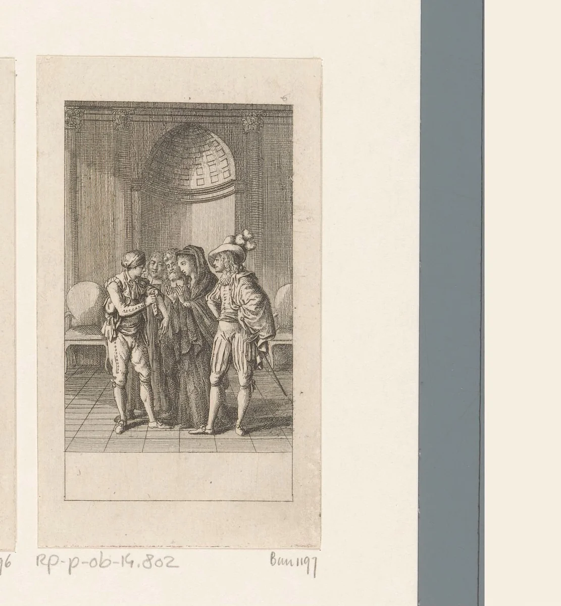 Figaro wordt geïdentificeerd als de zoon van Marcelline by Daniel Nikolaus Chodowiecki, print, 1785