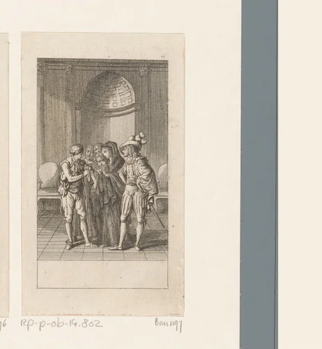 Figaro wordt geïdentificeerd als de zoon van Marcelline by Daniel Nikolaus Chodowiecki, print, 1785