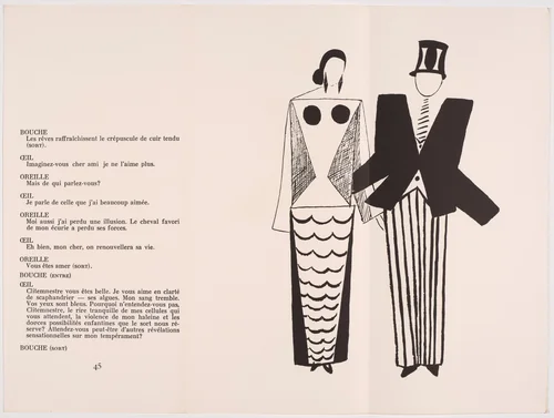 Double page plate (pages 46 and 47) from Le Coeur à Gaz (The Gas Heart) by Sonia Delaunay, illustrated book, 1923