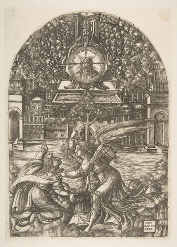 The Angel shows Saint John the Fountain of Living Water, from the Apocalypse by Jean Duvet, print, 1480-1570