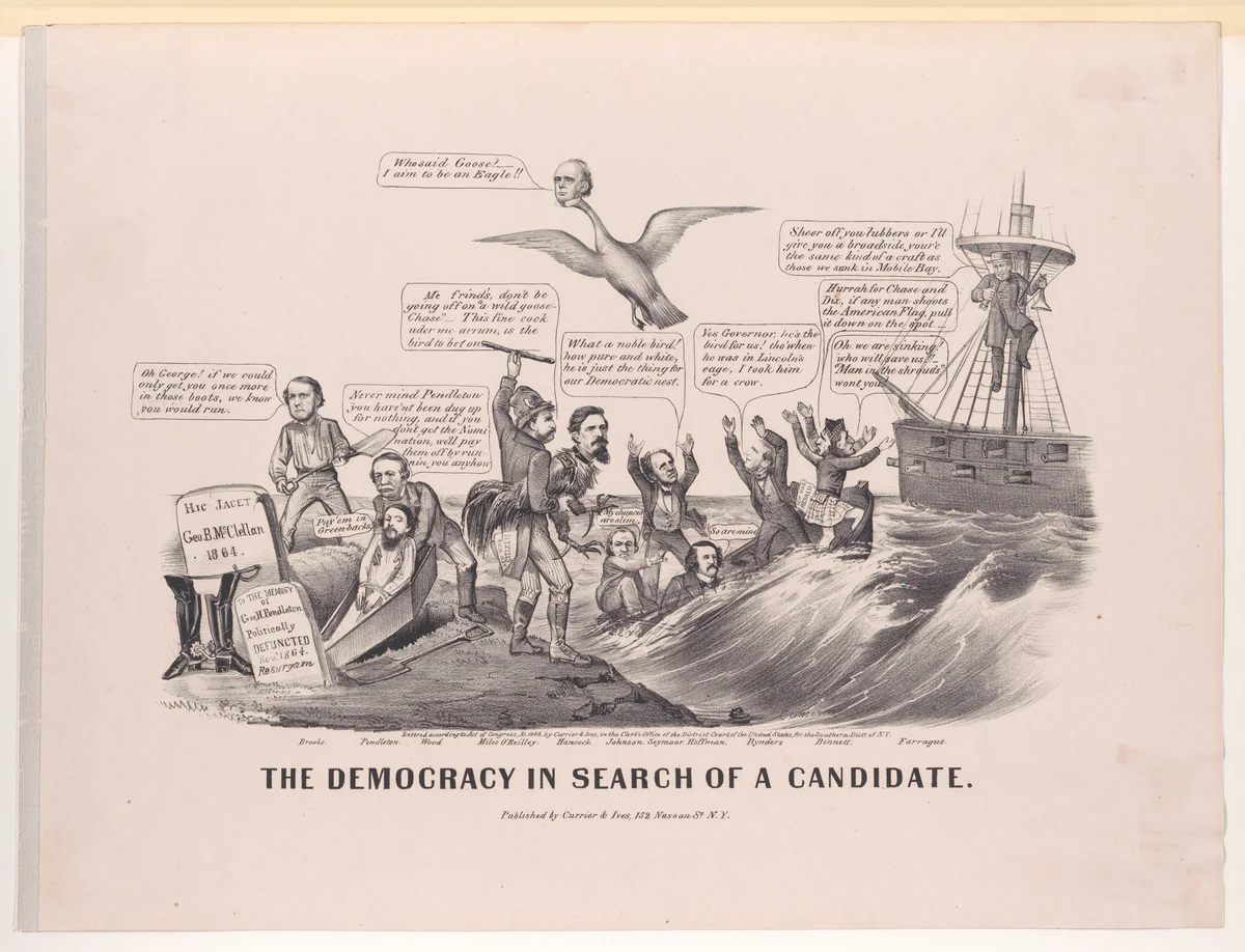The Democracy in Search of a Candidate by John Cameron, print, 1868