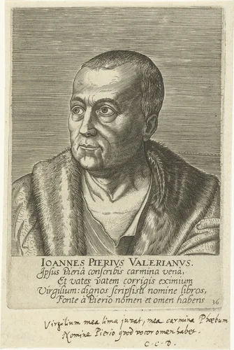 Portret van Gaimpietro Valeriano by Philips Galle, print, 1587-1606