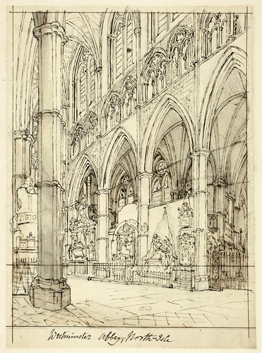 Study for Westminster Abbey, from Microcosm of London by Augustus Charles Pugin, drawing, 1807-1809