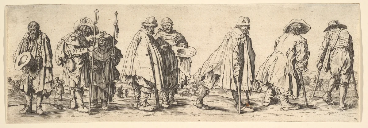 Eight Beggars by Wenceslaus Hollar, print, 1630