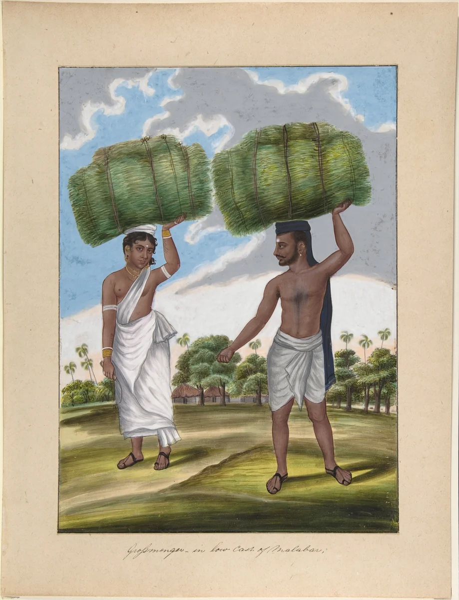 Grossmonger, in Low Cast of Malabar, from Indian Trades and Castes by anonymous, drawing, 1835-1845