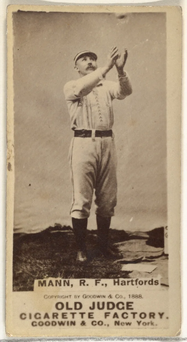 Fred J. Mann, Right Field, Hartford, from the Old Judge series (N172) for Old Judge Cigarettes by Goodwin & Company, photograph, 1888