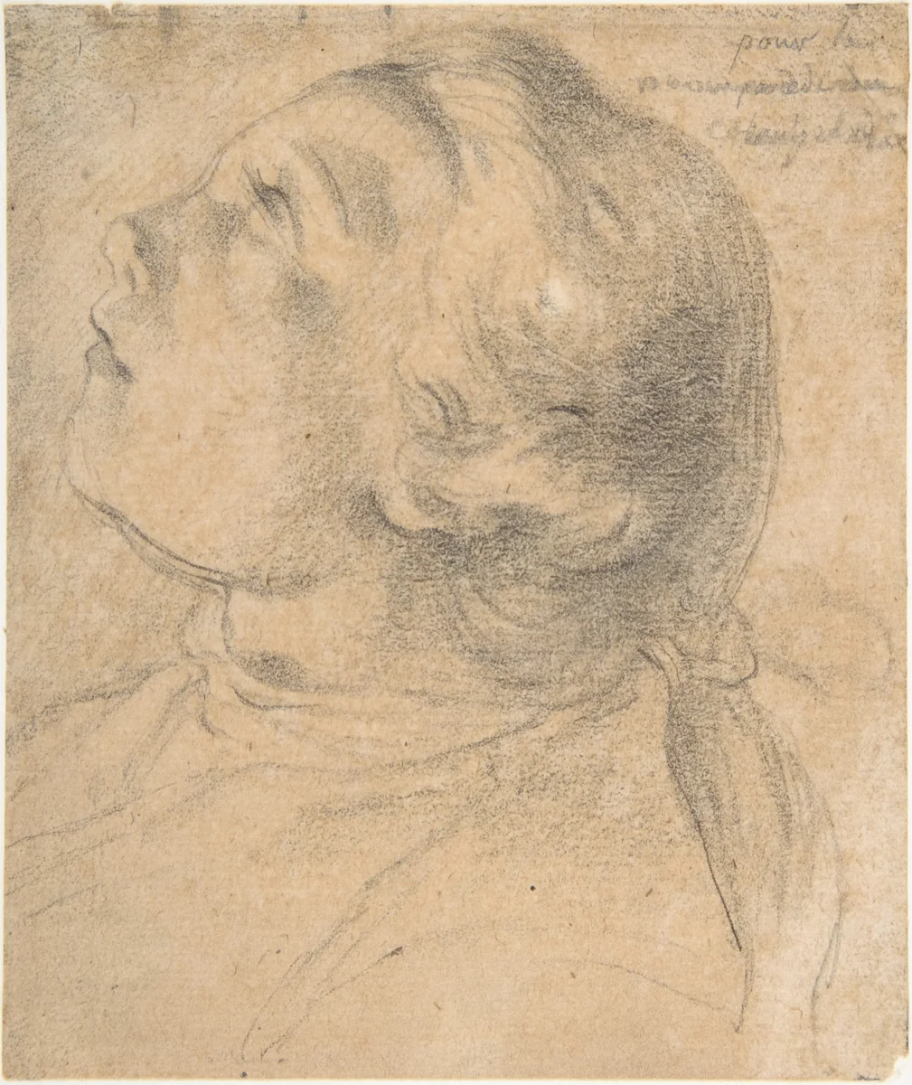 The Upturned Head of a Young Boy in Profile by Gabriel de Saint-Aubin, drawing, 1724-1780