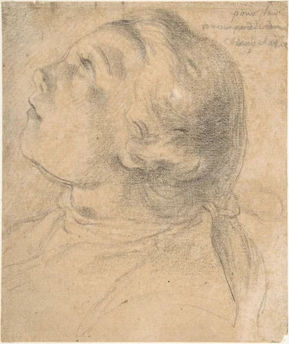 The Upturned Head of a Young Boy in Profile by Gabriel de Saint-Aubin, drawing, 1724-1780
