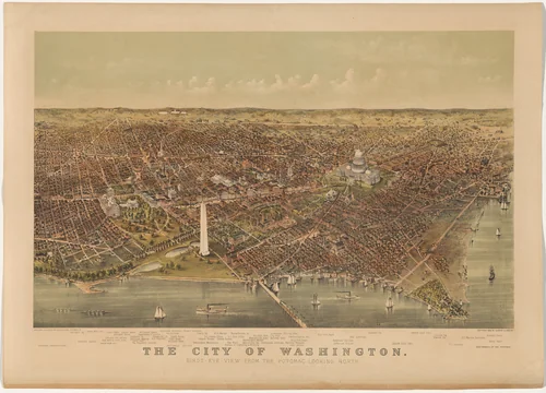 The City of Washington: Bird's-Eye View from the Potomac—Looking North by Currier and Ives, print, 1892
