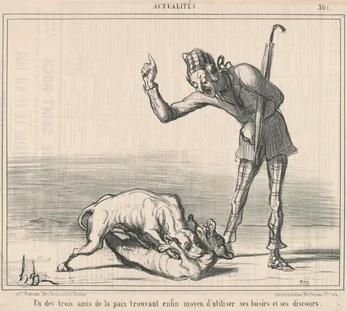 Un des trois amis de la paix ... by Honoré Daumier, print, 1856