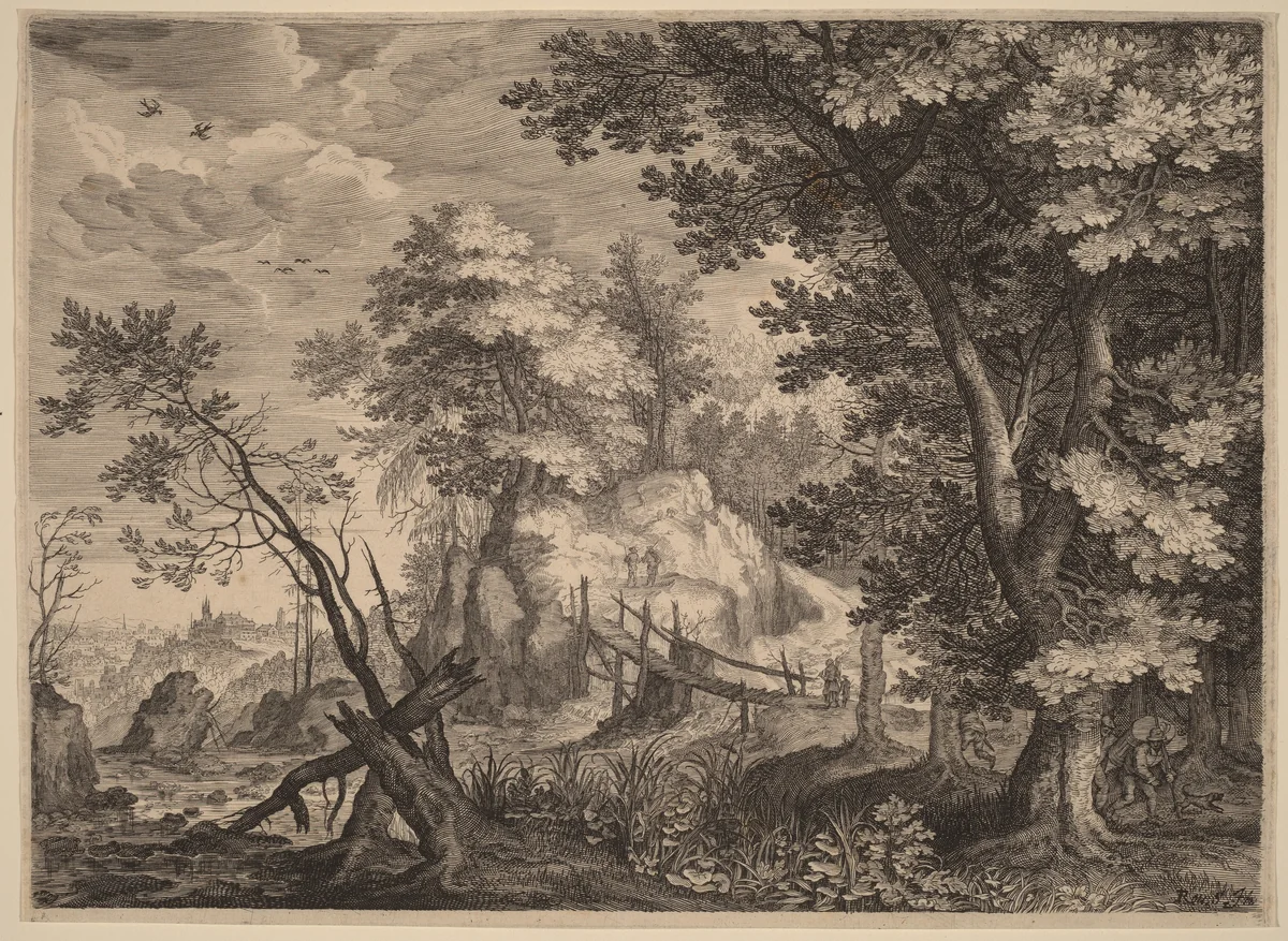 Woodland Scene by Aegidius Sadeler Roelandt Savery, print, 1609