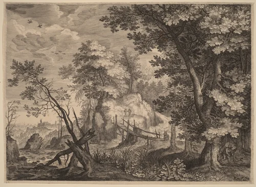 Woodland Scene by Aegidius Sadeler Roelandt Savery, print, 1609