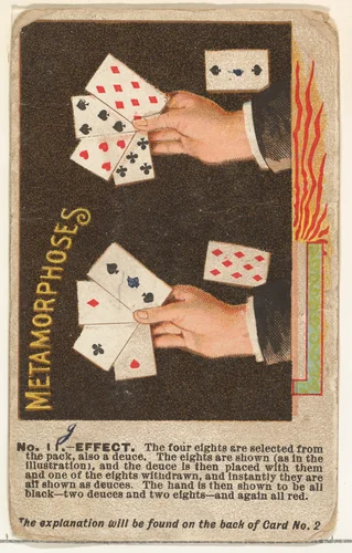 Number 11, Metamorphoses, from the Tricks with Cards series (N138) issued by W. Duke, Sons & Co. to promote Honest Long Cut Tobacco by W. Duke, Sons & Co., print, 1887