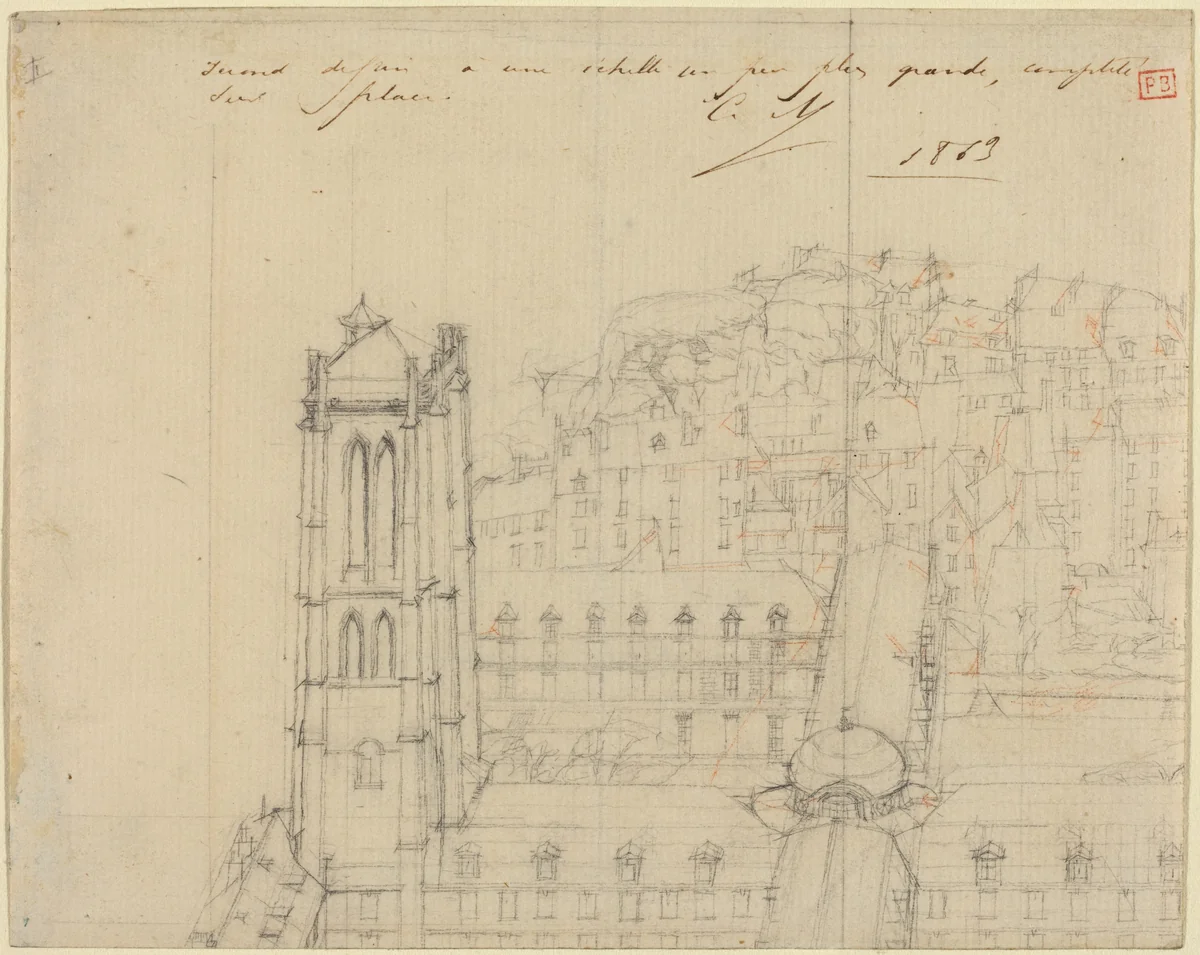 College Henri IV by Charles Meryon, drawing, 1863