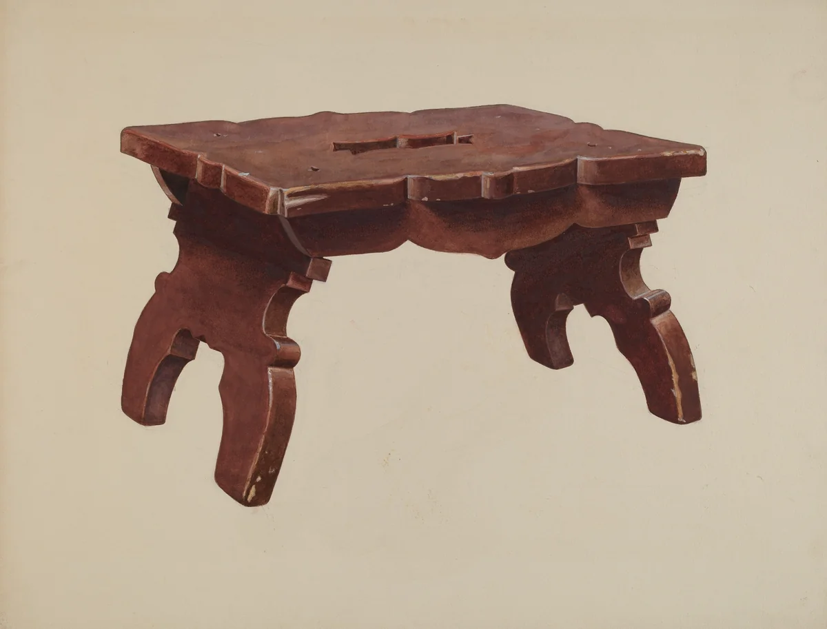 Pine Footstool by Henry Moran, index of american design, 1940