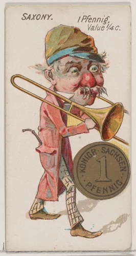 Saxony, 1 Pfennig, from the series Coins of All Nations (N72, variation 1) for Duke brand cigarettes by W. Duke, Sons & Co., print, 1889