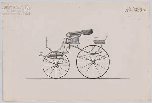 Design for Pony Phaeton, no. 3326a by Brewster & Co., drawing, 1877