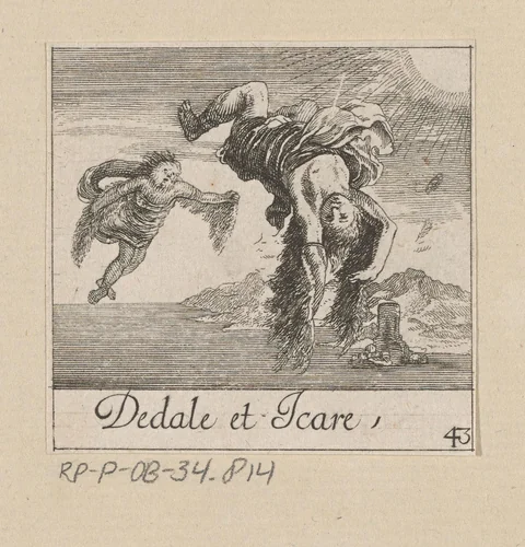 Daedalus en Icarus by anonymous, print, 1620-1664