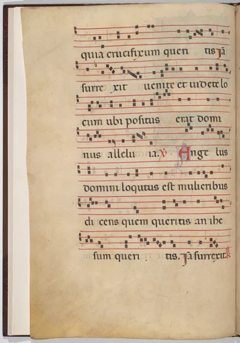 Leaf 1 from an antiphonal fragment (verso) by Italian 13th Century, drawing, 1270-1280
