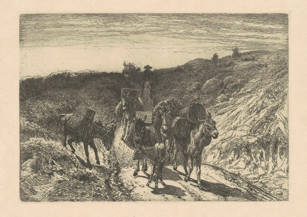The Burrow Train, New Mexico by Peter Moran, print, 1880