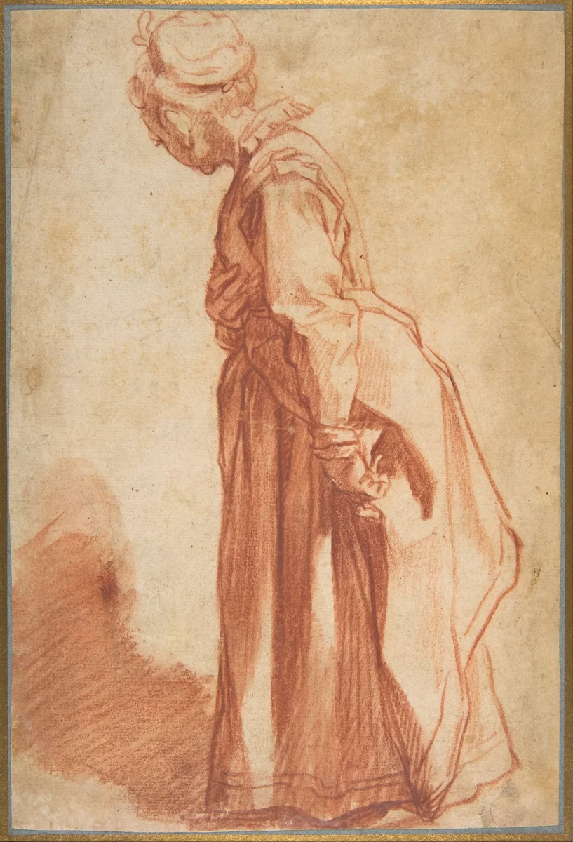 Standing Woman Looking to Left Background by Francesco Vanni, drawing, 1590-1598