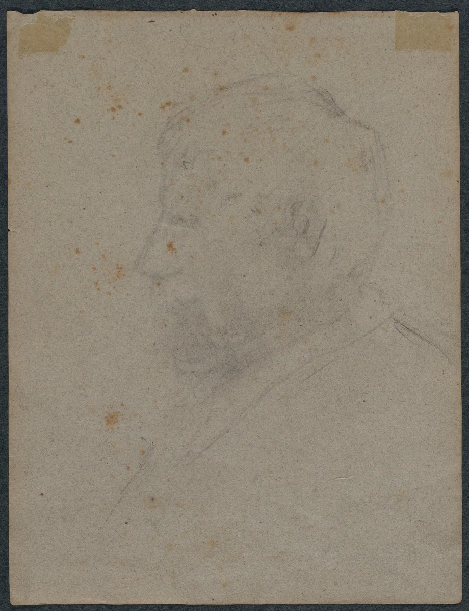 Profile Bust of a Man (verso) by Paul Gauguin, drawing, 1870-1879