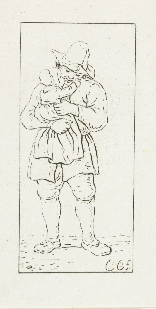 Vader met kind by Pieter de Mare, print, 1779-1796