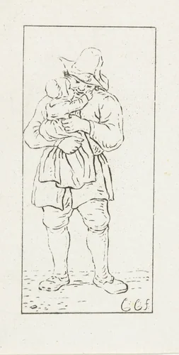 Vader met kind by Pieter de Mare, print, 1779-1796