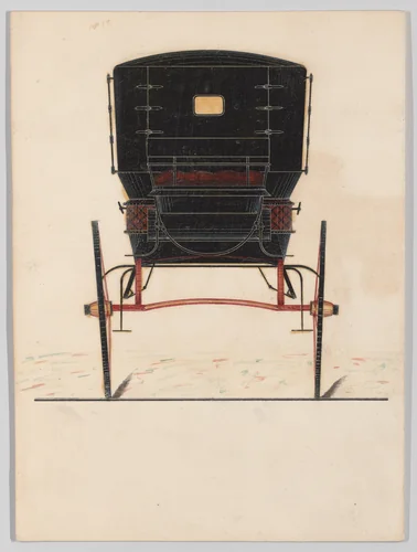 Design for Two-Wheel Cabriolet (rear view, unnumbered) by Brewster & Co., drawing, 1875