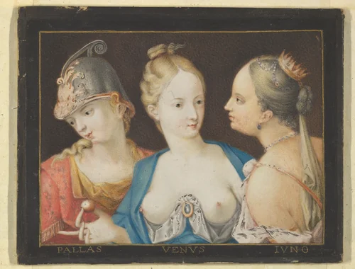 Heads of Goddesses (Pallas, Venus, Juno) by anonymous, drawing, 1595-1605