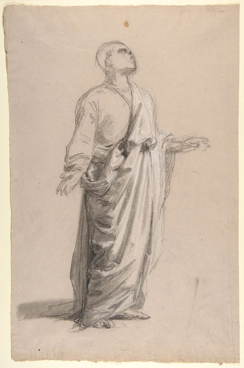 Saint Remi (lower register; study for wall paintings in the Chapel of Saint Remi, Sainte-Clotilde, Paris, 1858) by Isidore Pils, drawing, 1830-1875