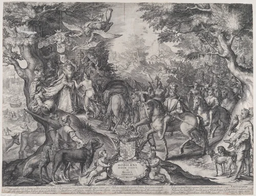 Allegory of the Triumph of the Netherlands over Spain by Jan Saenredam, print, 1600