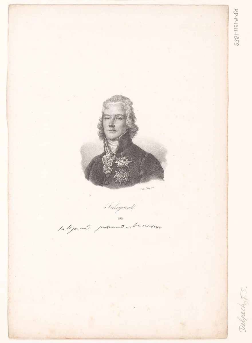 Portret van Charles-Maurice de Talleyrand by anonymous, print, 1818-1842