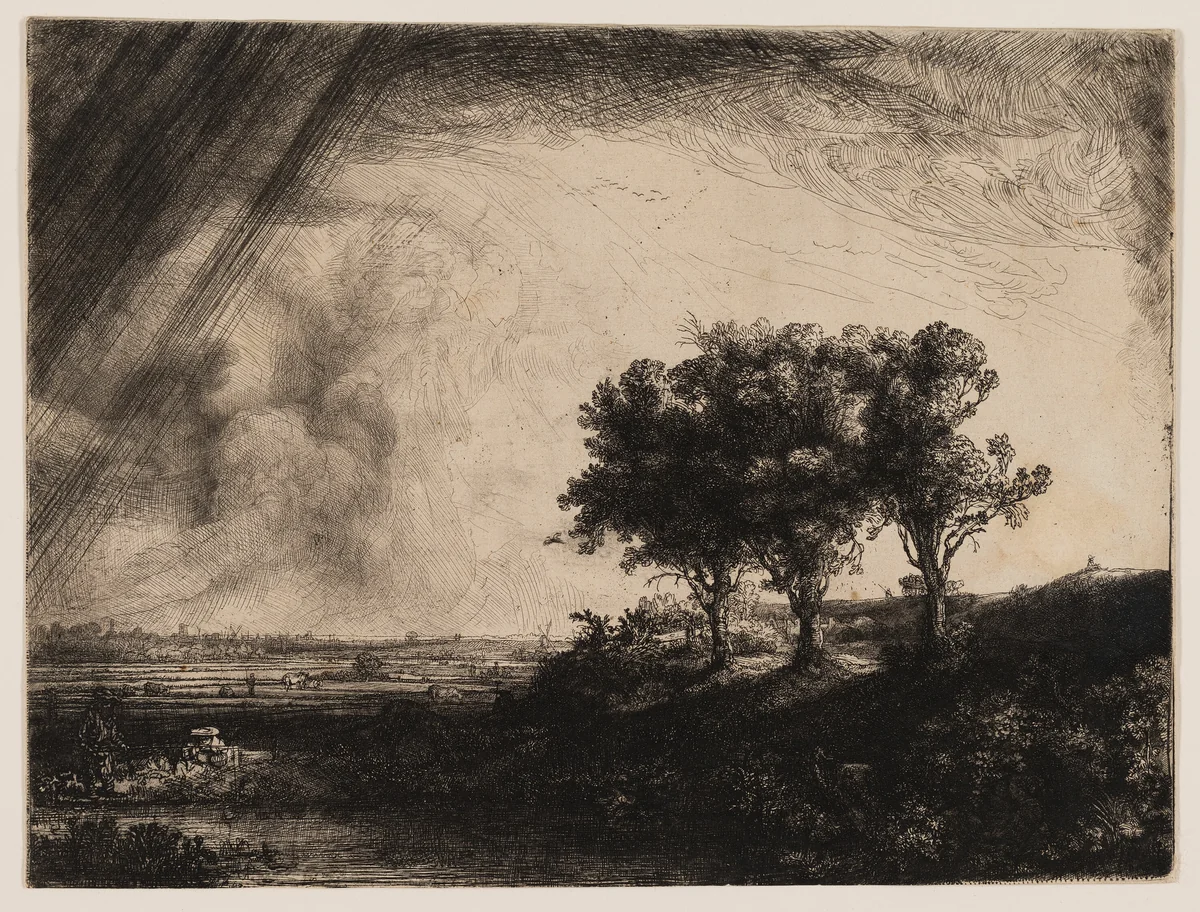 The Three Trees by Rembrandt van Rijn, print, 1643