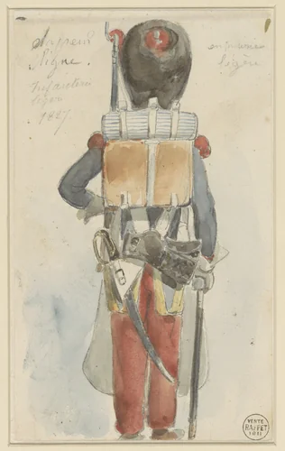 Uniformstudie by Denis Auguste Marie Raffet, drawing, 1827