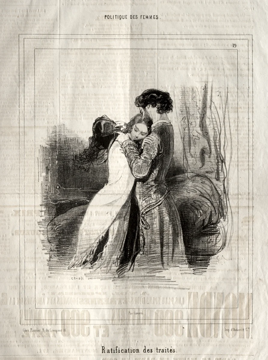 Politique des Femmes: Ratification des traités by Paul Gavarni, print, 1843