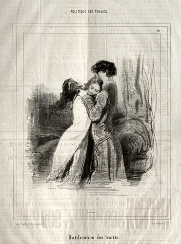 Politique des Femmes: Ratification des traités by Paul Gavarni, print, 1843