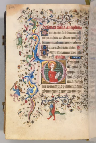 Hours of Charles the Noble, King of Navarre (1361-1425): fol. 301v, St. Cecilia by Master of the Brussels Initials and Associates, book, 1400-1410