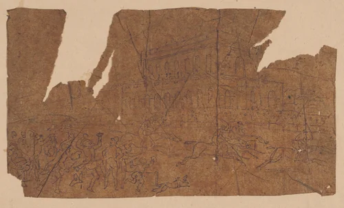 Tracing of scene from Dr. Syntax by Thomas Rowlandson, drawing, 1814-1824