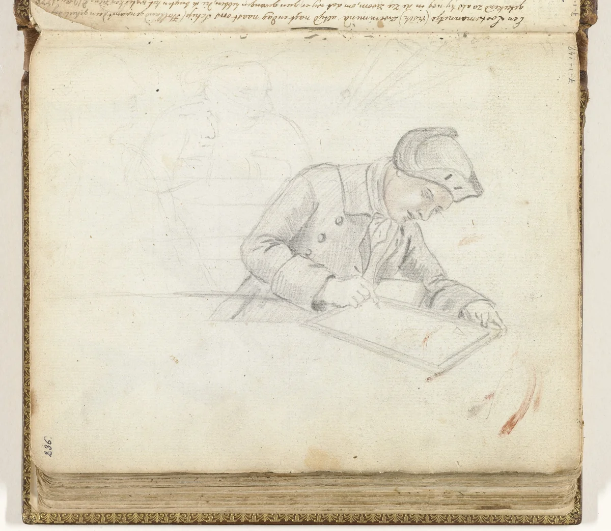 Officier schrijft logboek by Jan Brandes, drawing, 1770-1808