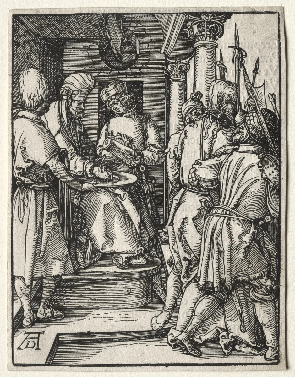 The Little Passion: Pilate Washing his Hands by Albrecht Dürer, print, 1509-1510