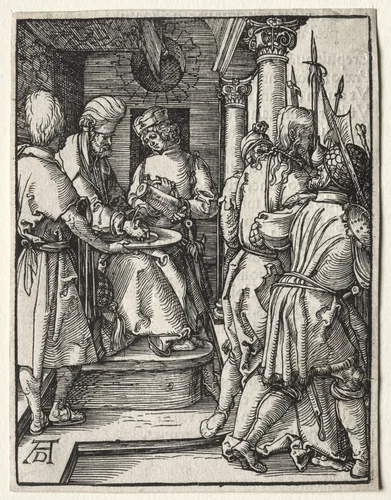 The Little Passion: Pilate Washing his Hands by Albrecht Dürer, print, 1509-1510